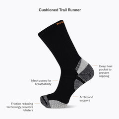 Cushion Trail Runner Crew Sock - Gym & Running Shoes | Merrell